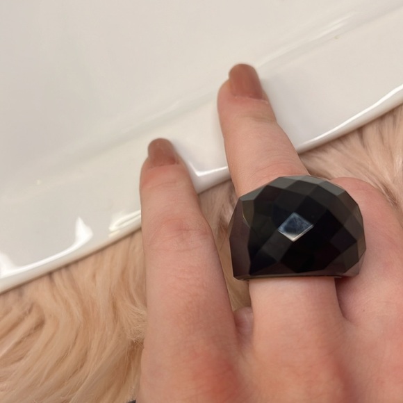 Daniel Swarovski Black Crystal Paris Ring with a Silver Tone Interior Band Color - Picture 7 of 9